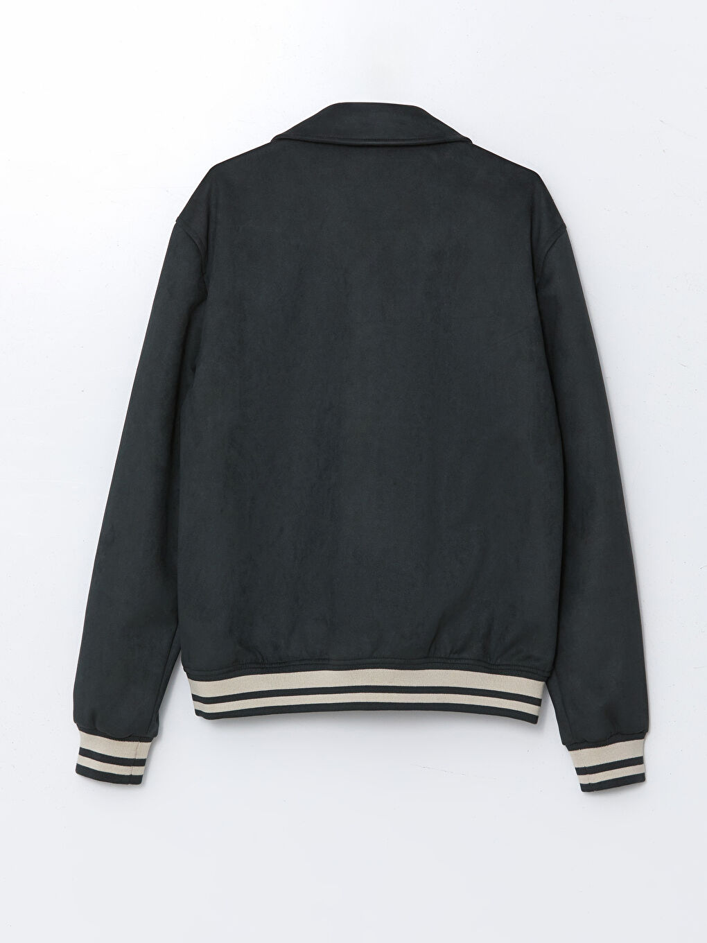 Relaxed Fit Collared Neck Suede Men's Coat-6