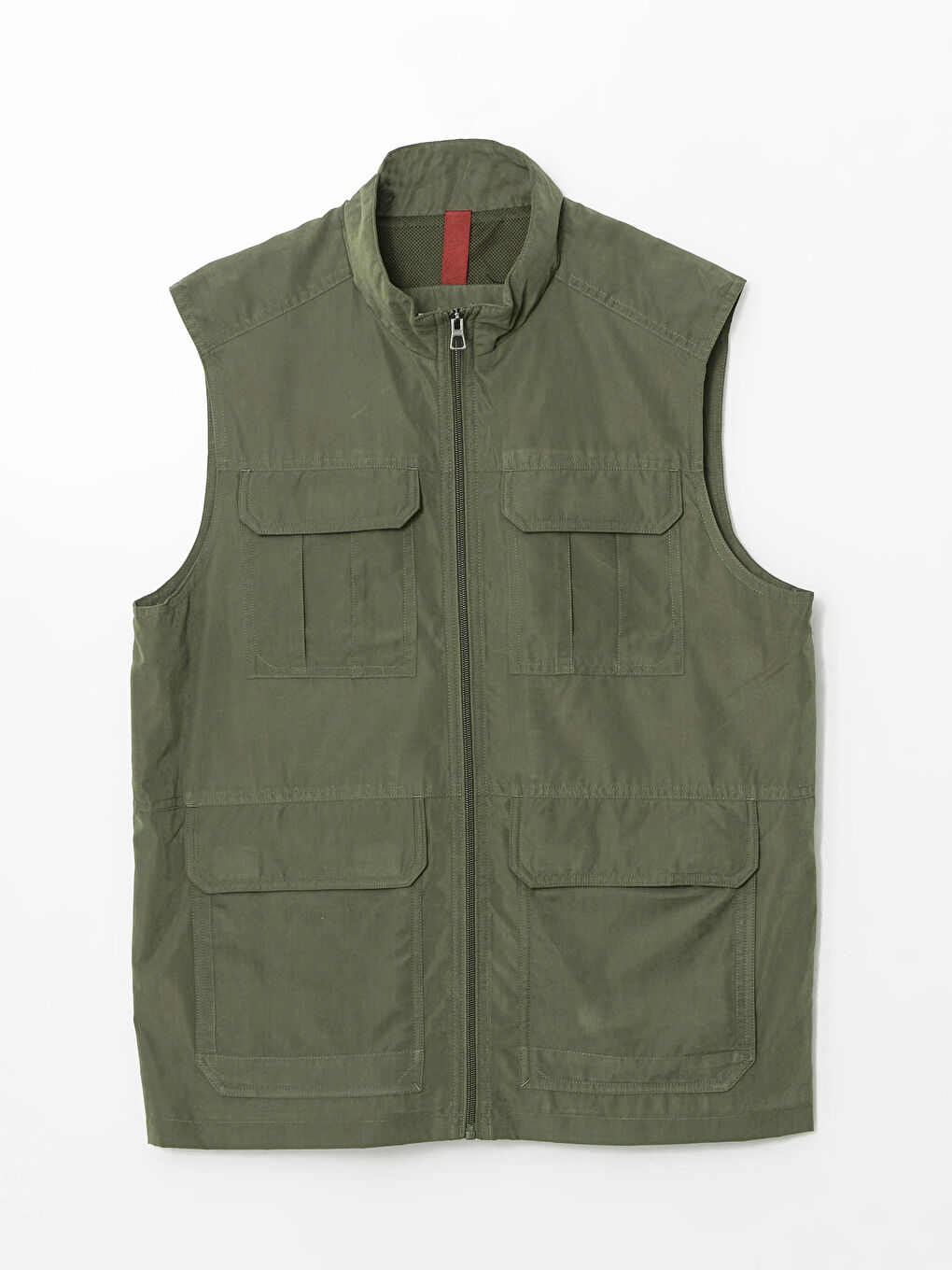 Haki Standart Kalıp Dik Yaka Erkek Avcı Yeleği-5