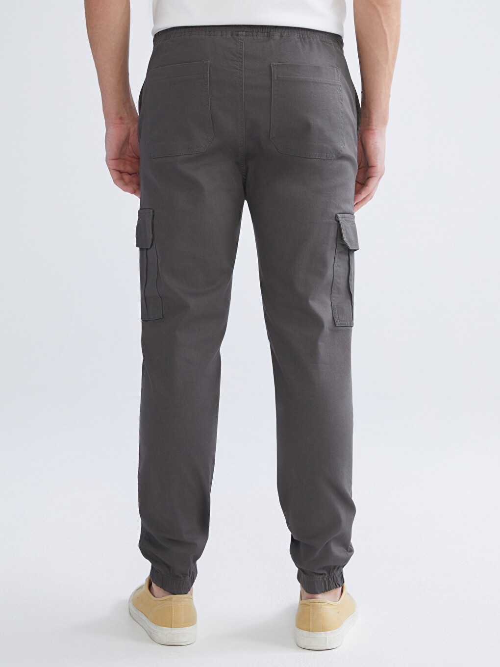 Antrasit Standart Kalıp Gabardin Erkek Kargo Pantolon-3
