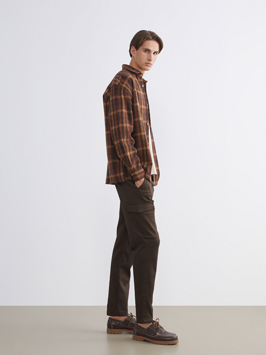 Kahverengi Slim Fit Erkek Kargo Pantolon