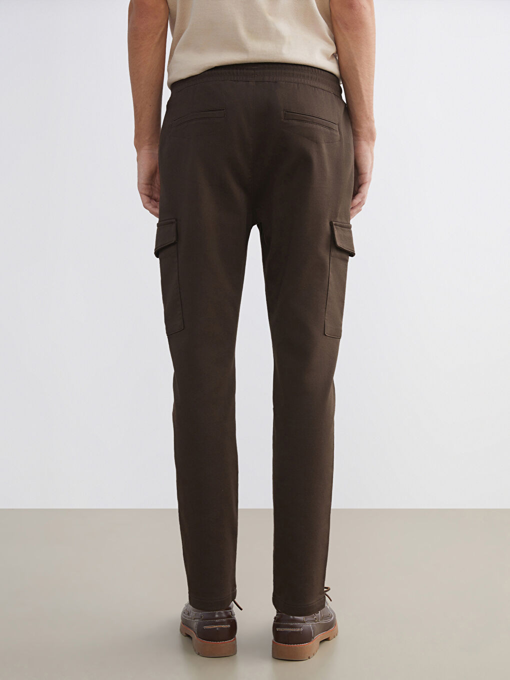 Kahverengi Slim Fit Erkek Kargo Pantolon-3