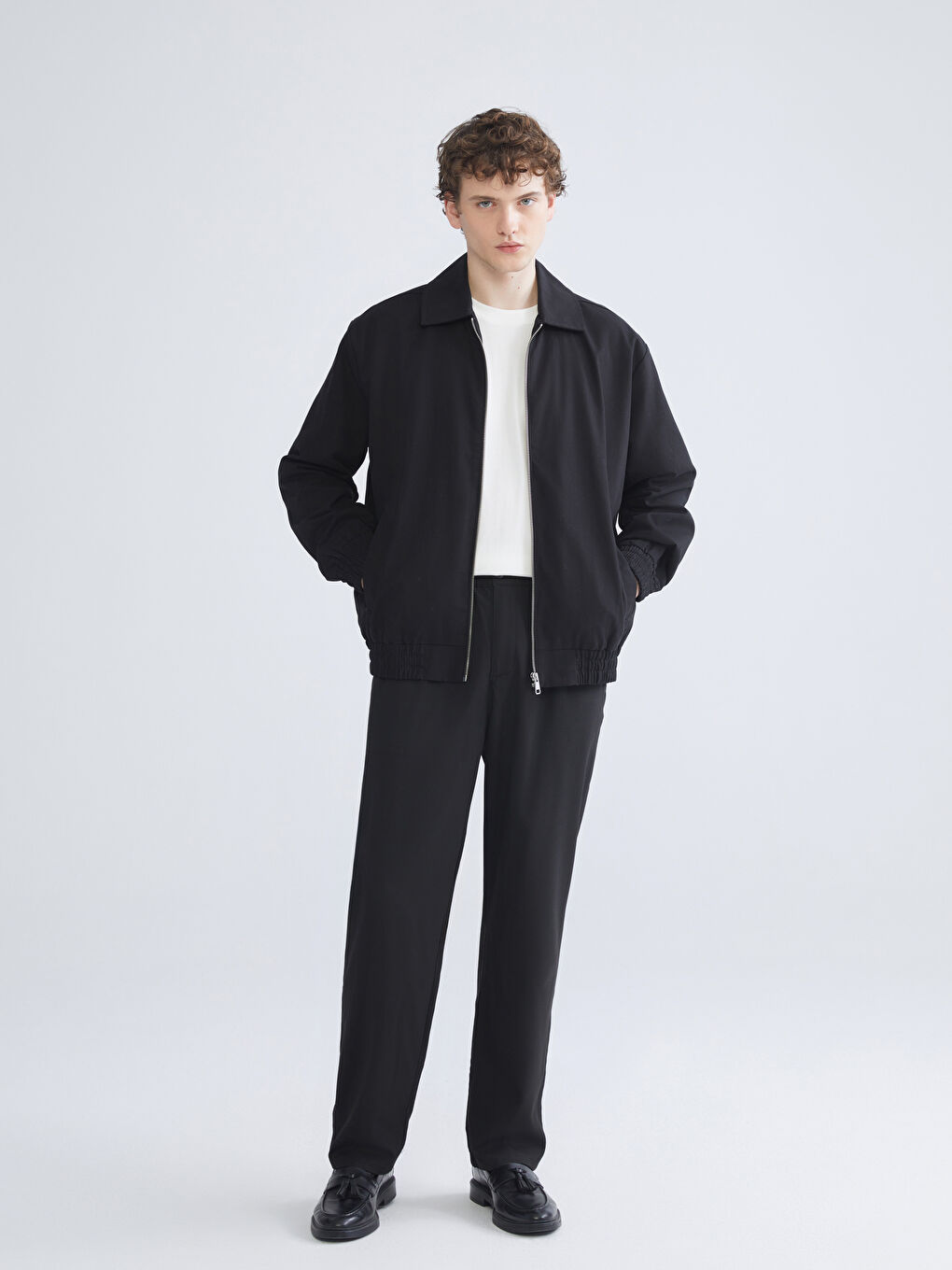 Siyah Rahat Kalıp Erkek Pantolon-1