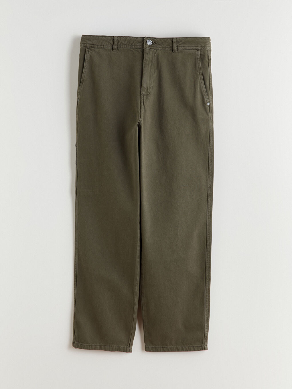 Haki Rahat Kalıp Kanvas Erkek Pantolon-4