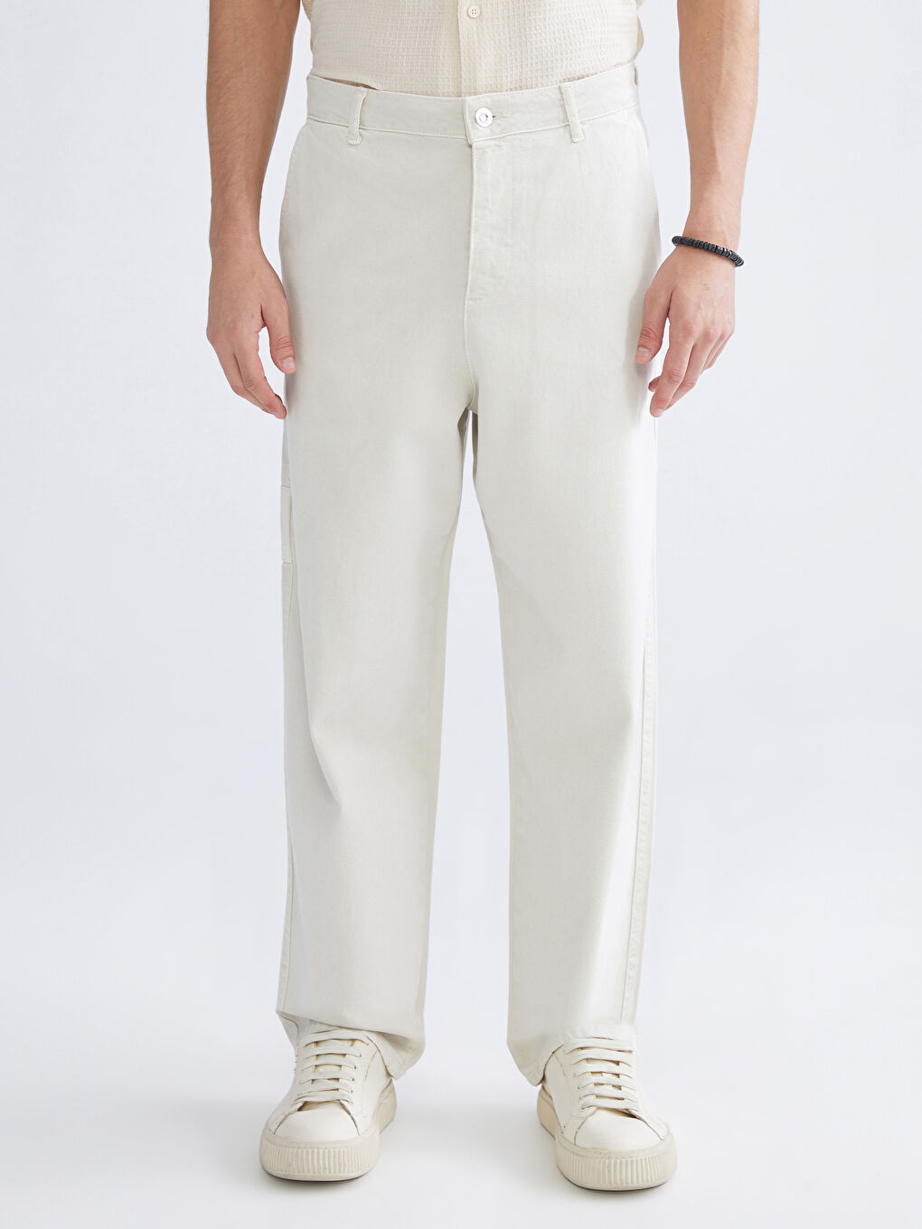 Gri Rahat Kalıp Kanvas Erkek Pantolon-1