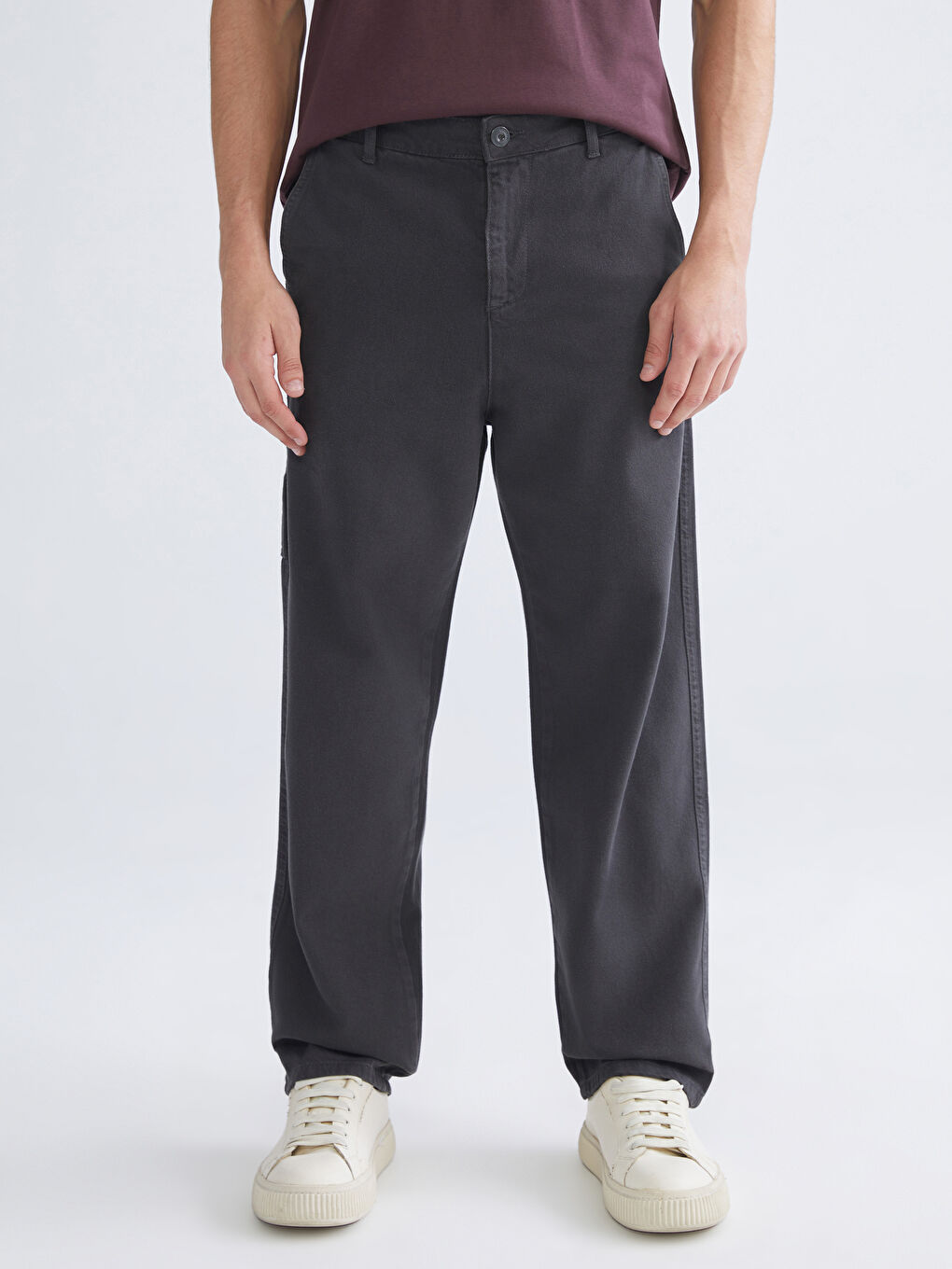 Relaxed Fit Canvas Men's Trousers-1
