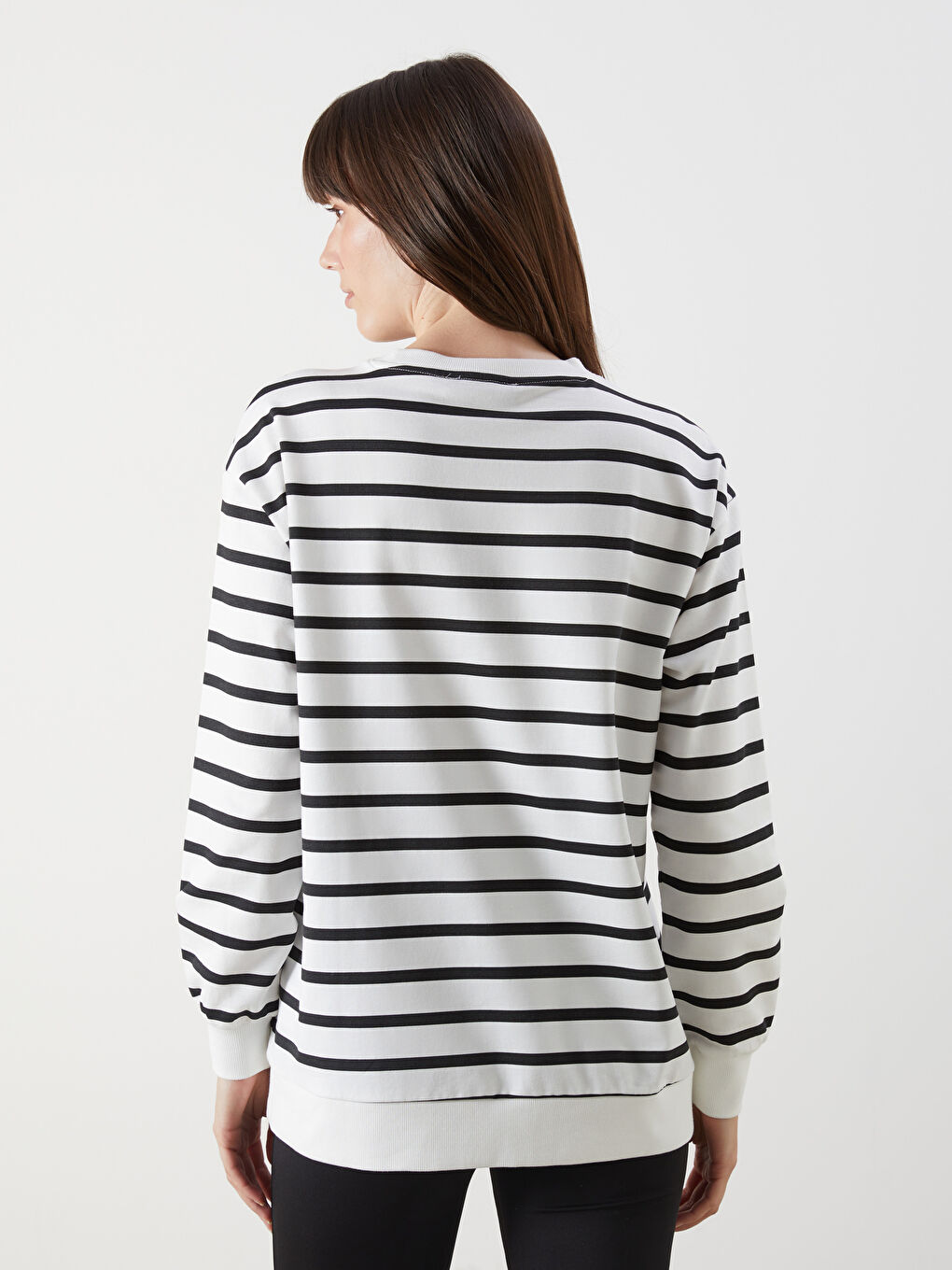 LCW Comfort Crew Neck Striped Women's Sweatshirt -W52514Z8-LEG