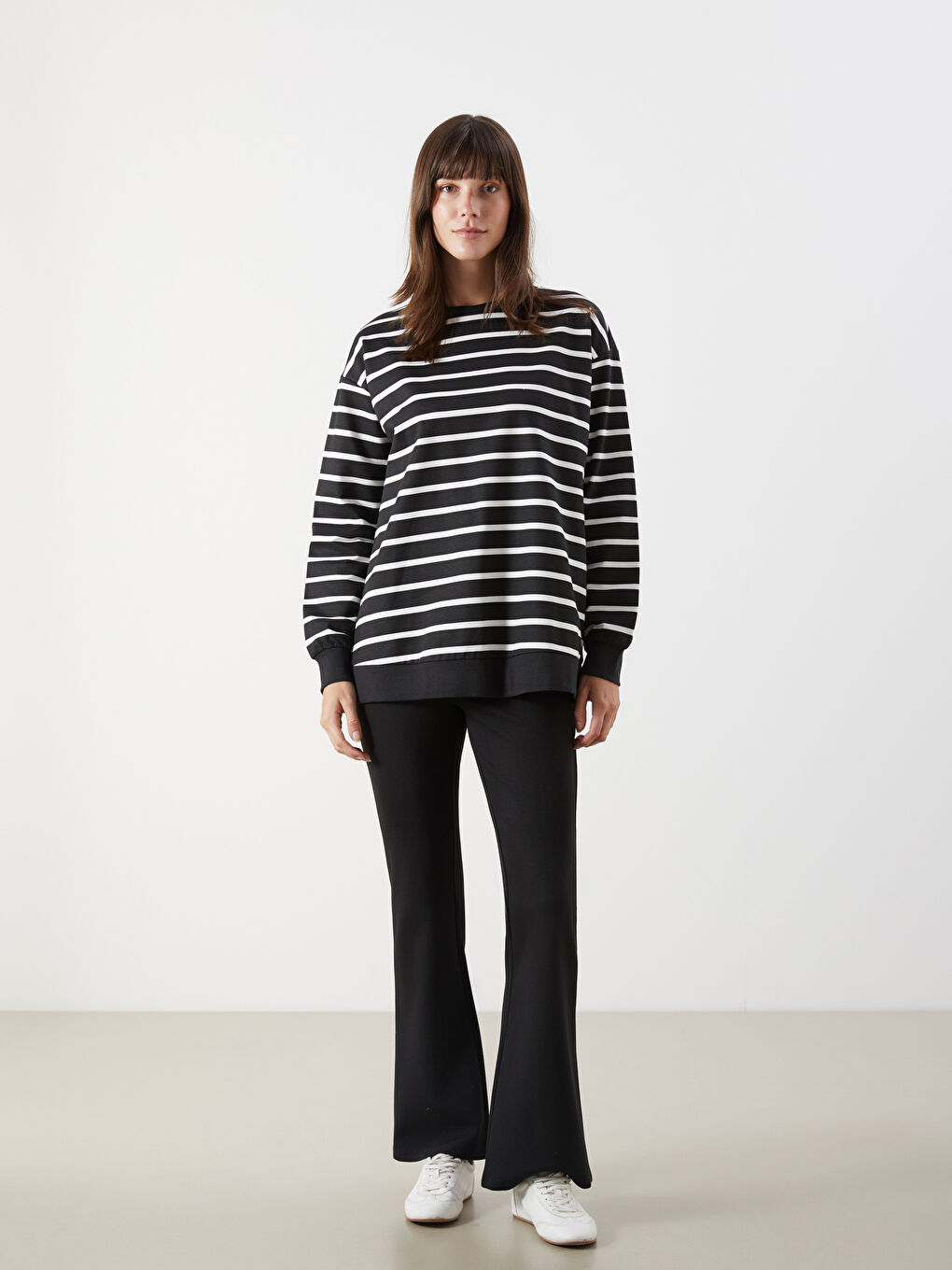 LCW Comfort Crew Neck Striped Women's Sweatshirt -W52514Z8-LFC