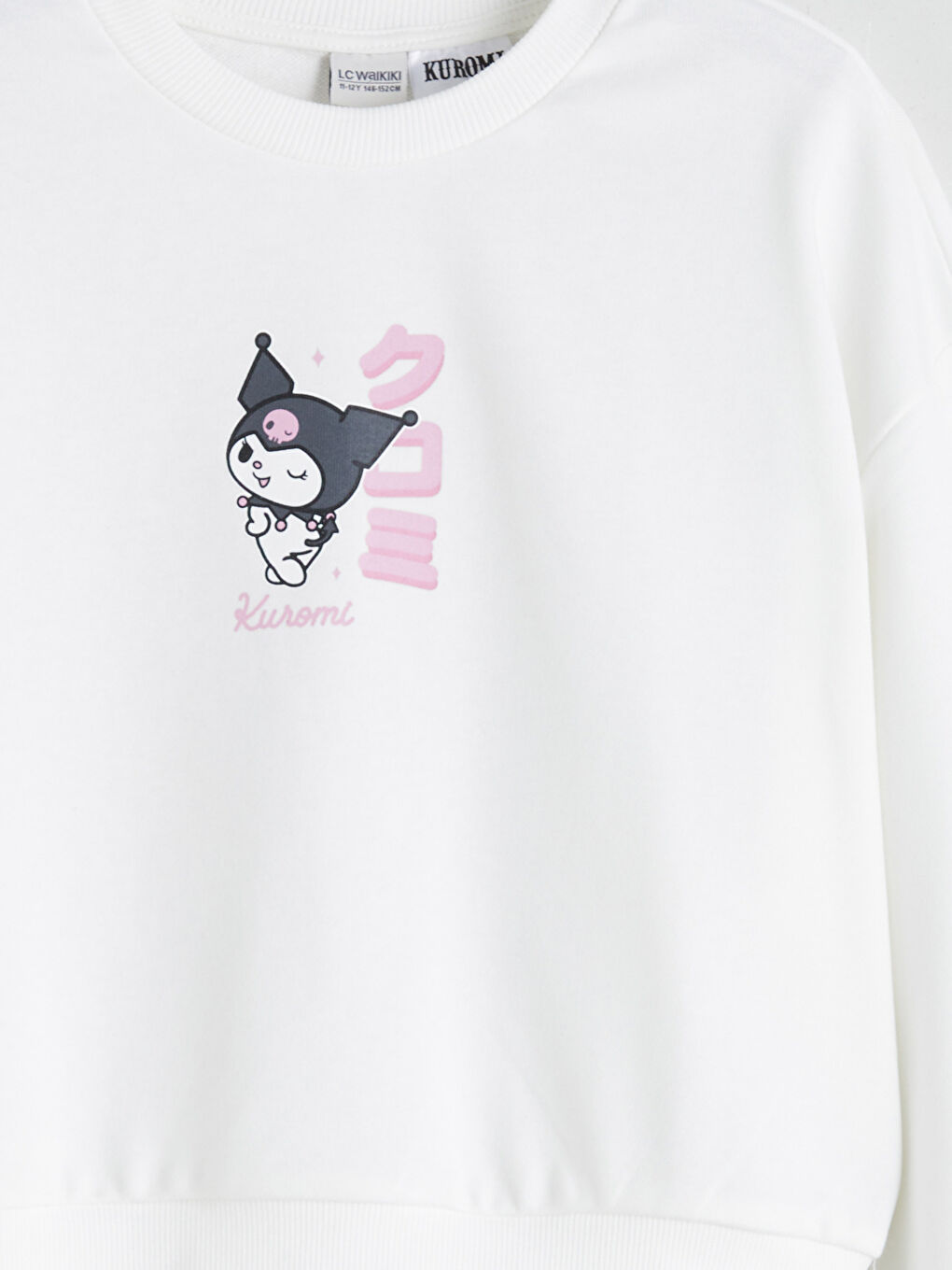 Ekru Bisiklet Yaka Kuromi Baskılı Kız Çocuk Sweatshirt-2