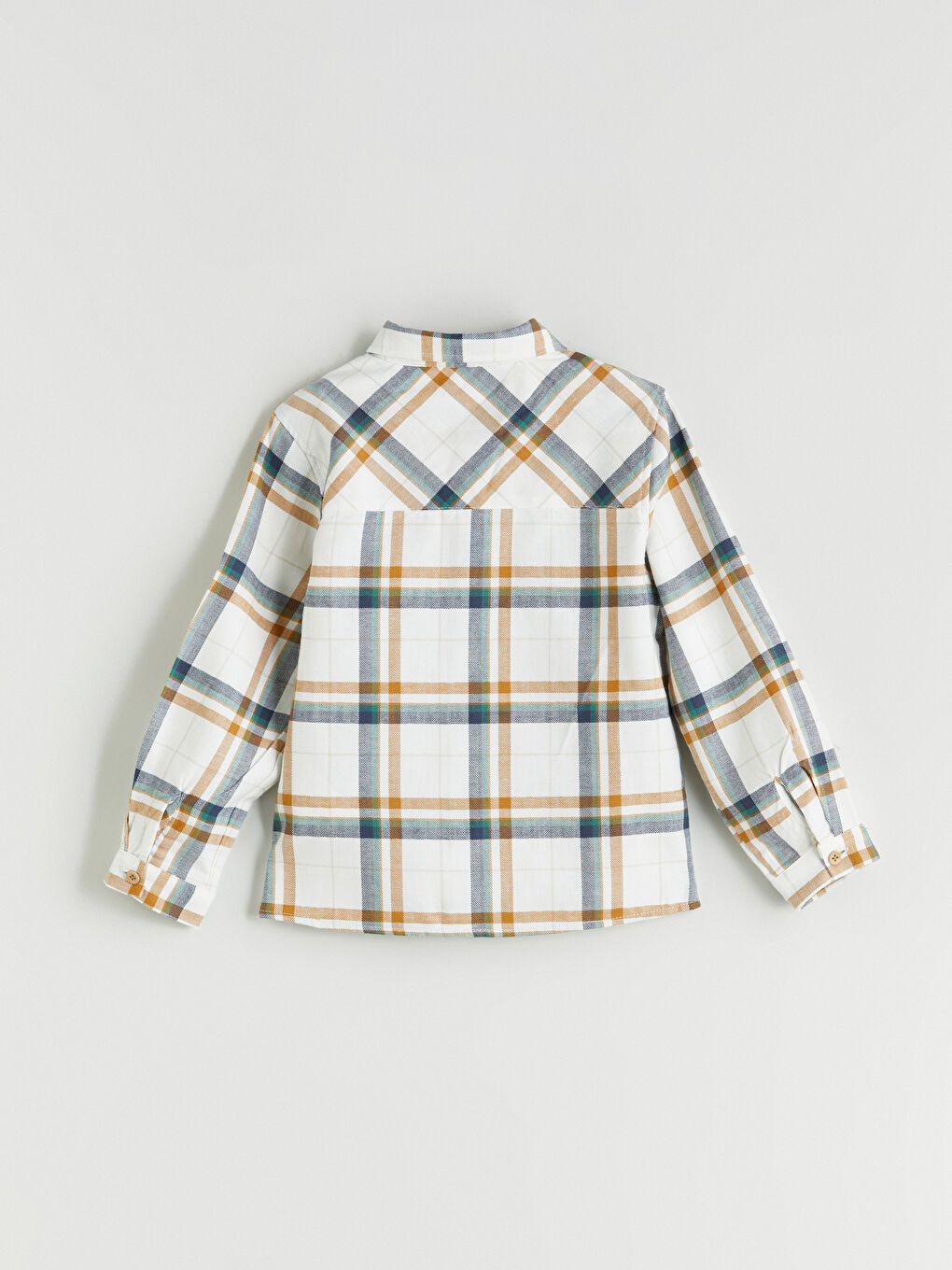 Sarı Ekose Desenli Erkek Çocuk Gömlek-4