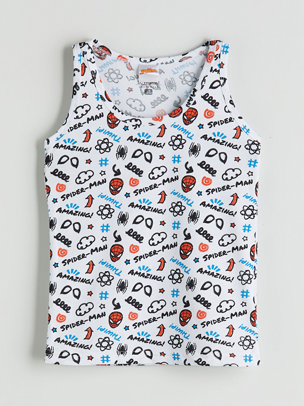 Beyaz Bisiklet Yaka Spider-Man Baskılı Erkek Çocuk Atlet 2'li-1