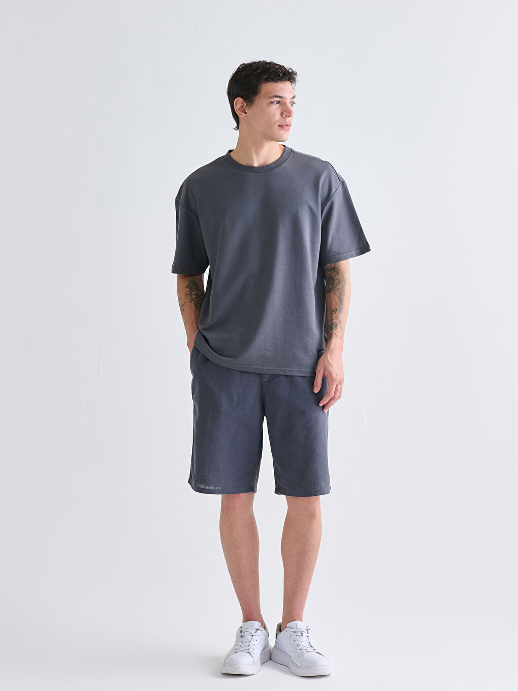 Crew Neck Short Sleeve Men's Sweatshirt-2