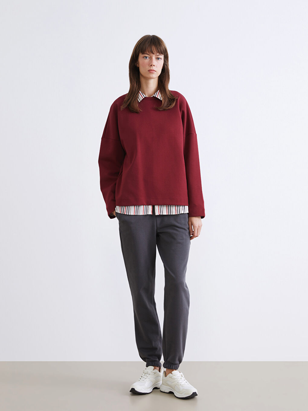 Antrasit Beli Lastikli Kadın Jogger Eşofman Altı