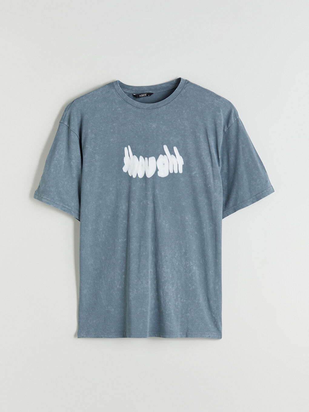 Mavi Bisiklet Yaka Baskılı Penye Erkek Tişört-4