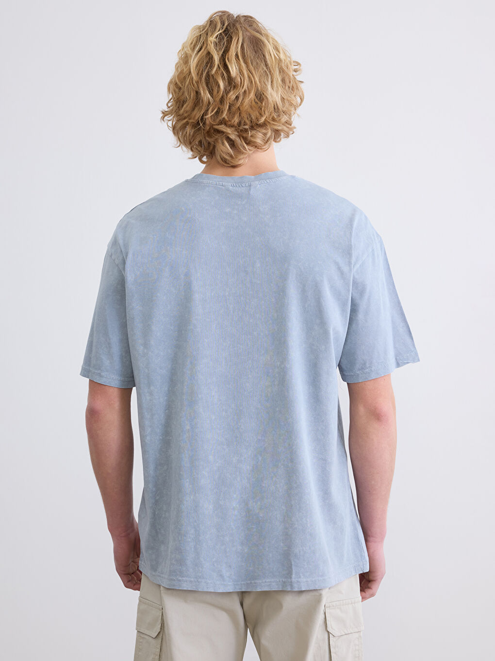 Mavi Bisiklet Yaka Baskılı Erkek Tişört-3