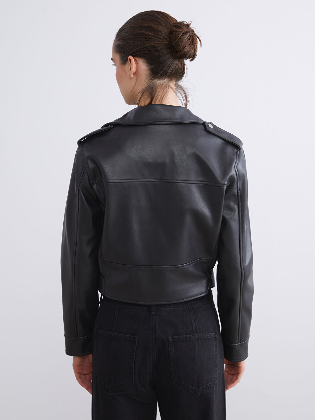 LCW Vision Biker Neck Women's Faux Leather Jacket -W52566Z8-CVL