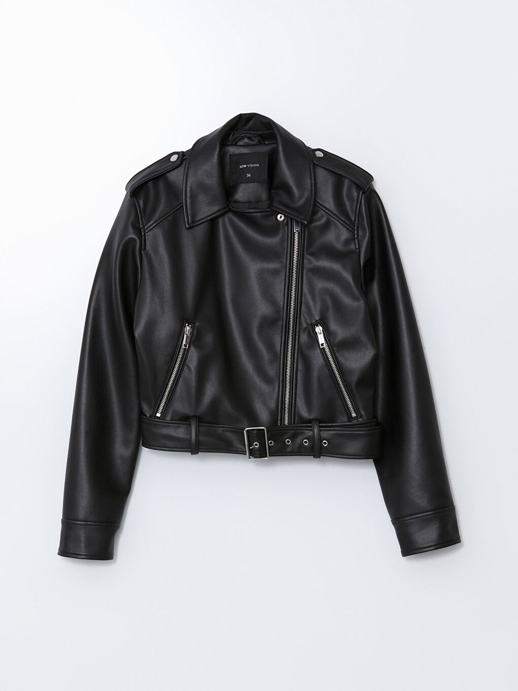 LCW Vision Biker Neck Women's Faux Leather Jacket -W52566Z8-CVL