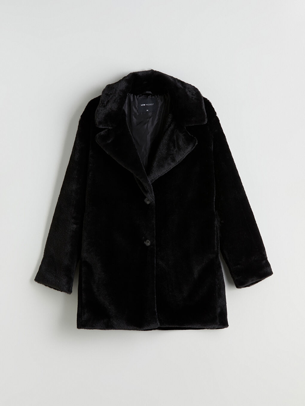 Siyah Ceket Yaka Kadın Kürk Kaban-5