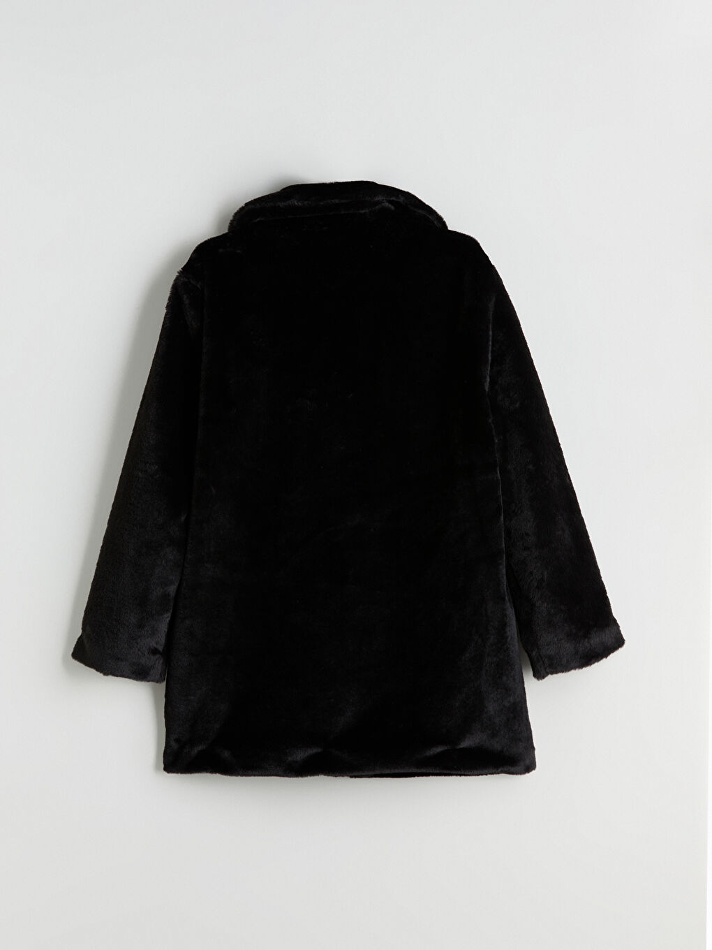 Siyah Ceket Yaka Kadın Kürk Kaban-7