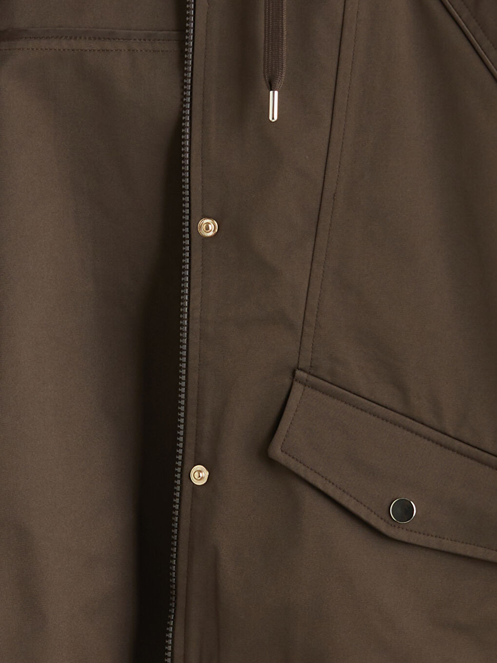 Kahverengi Kapüşonlu Oversize Kadın Yağmurluk-6