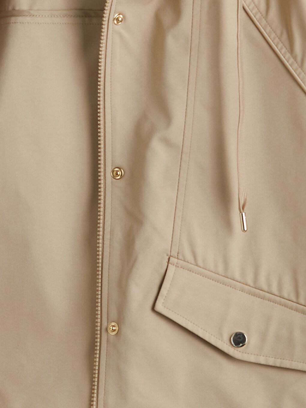 Bej Kapüşonlu Oversize Kadın Yağmurluk-6