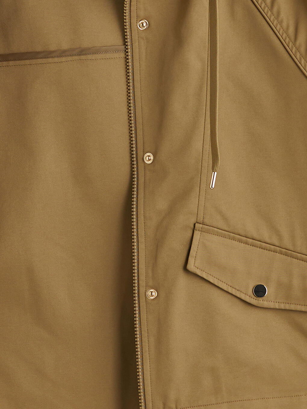 Haki Kapüşonlu Oversize Kadın Yağmurluk-6