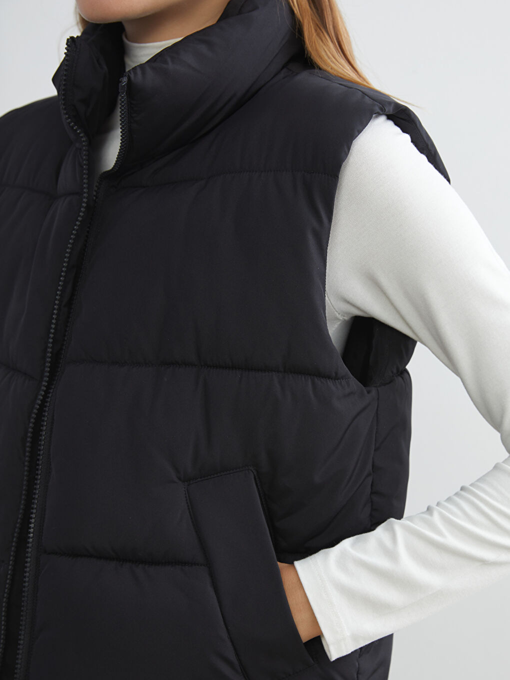 LCW Vision Women's Funnel Neck Plain Puffer Gilet -W52600Z8-CVL