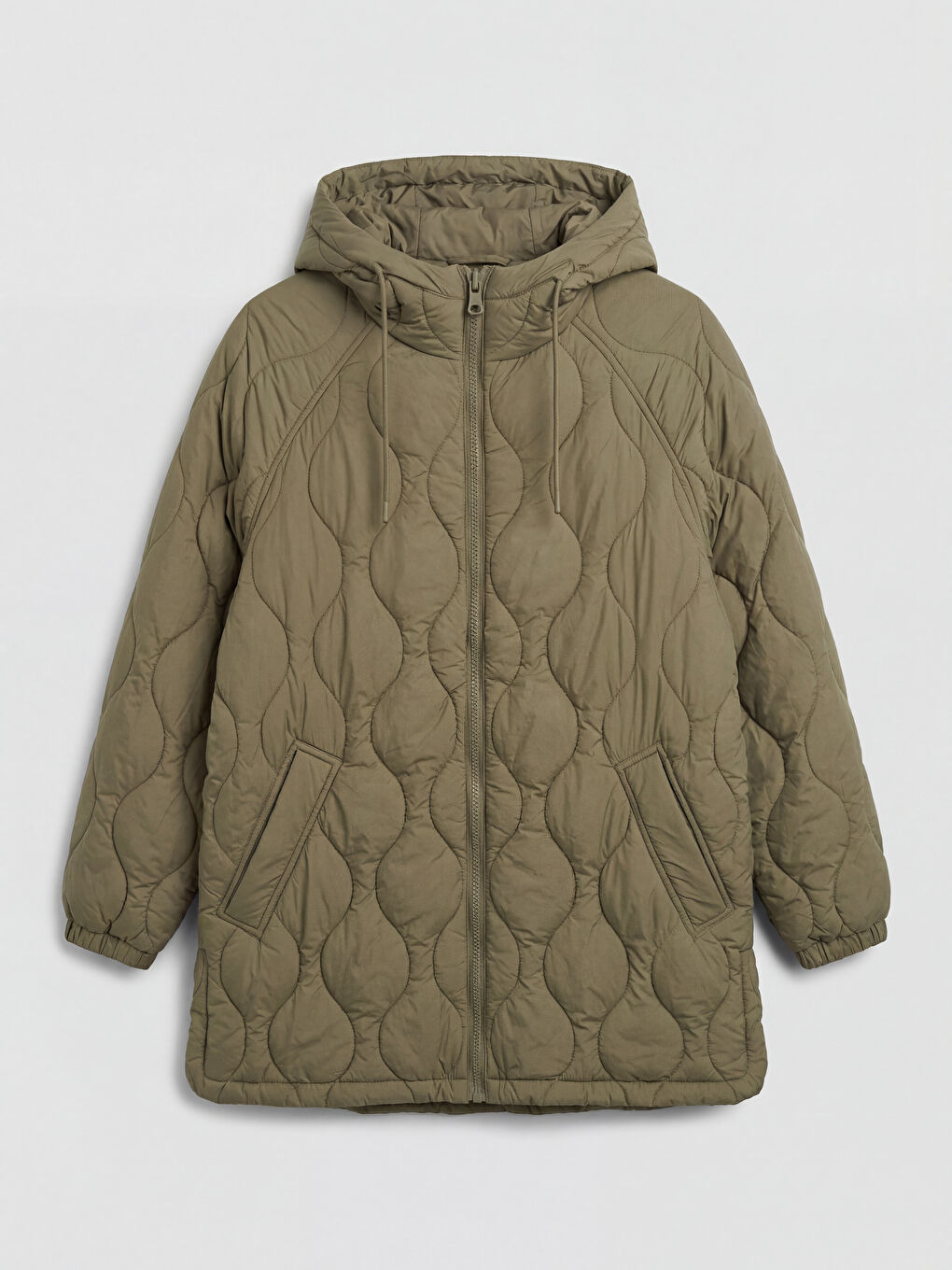 Женский стёганый пуховик с капюшоном-5