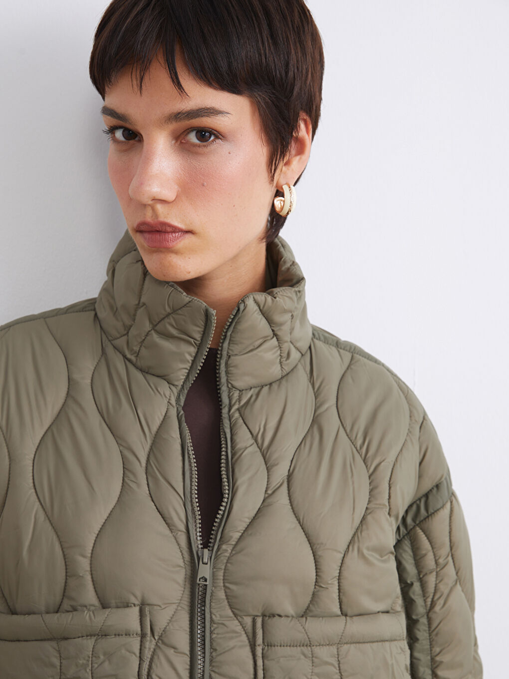 LCW Vision Funnel Neck Quilted Women's Puffer Coat -W52609Z8-RSX