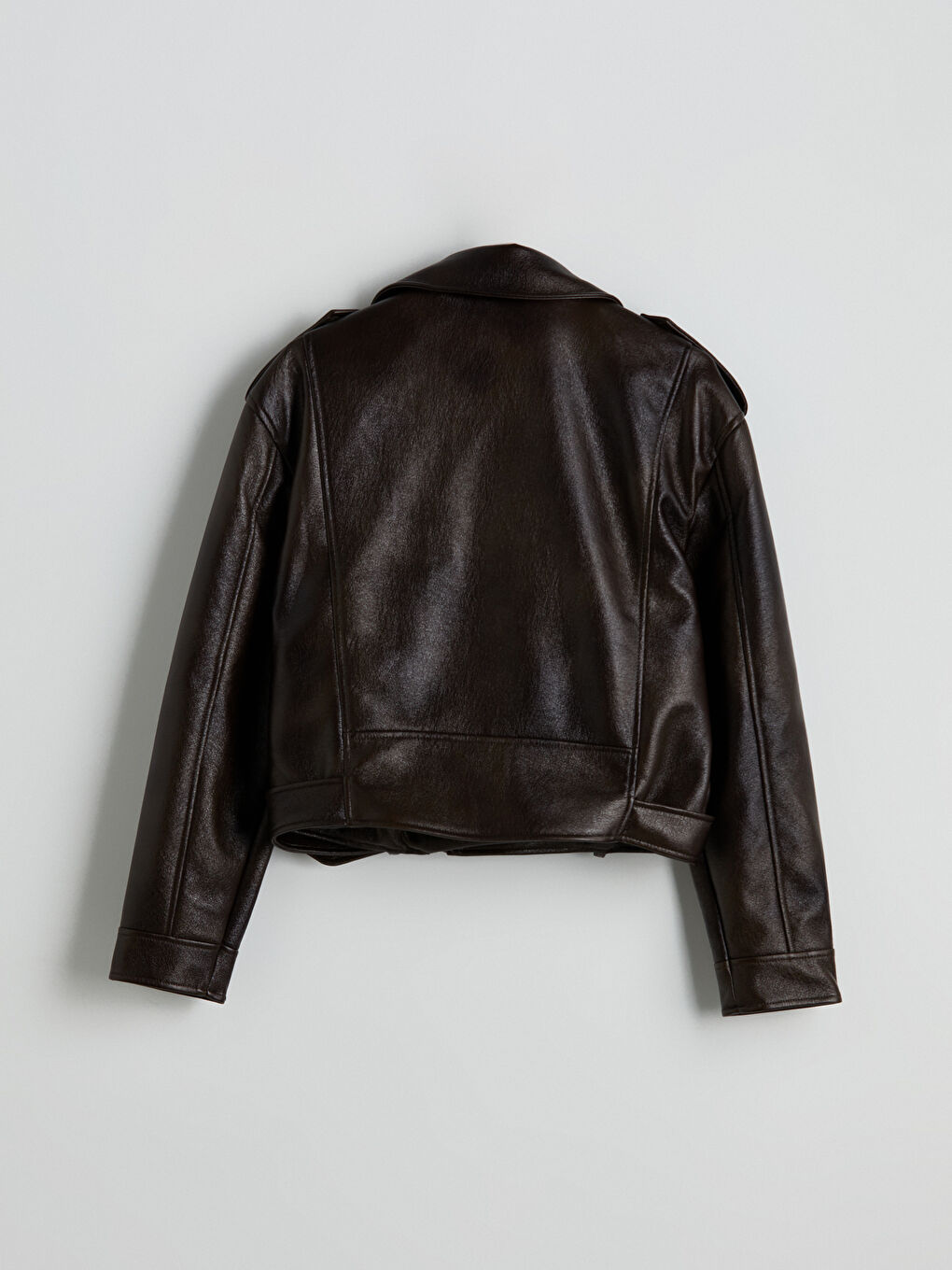 LCW Vision Biker Neck Crop Women's Faux Leather Jacket -W52611Z8-D7V