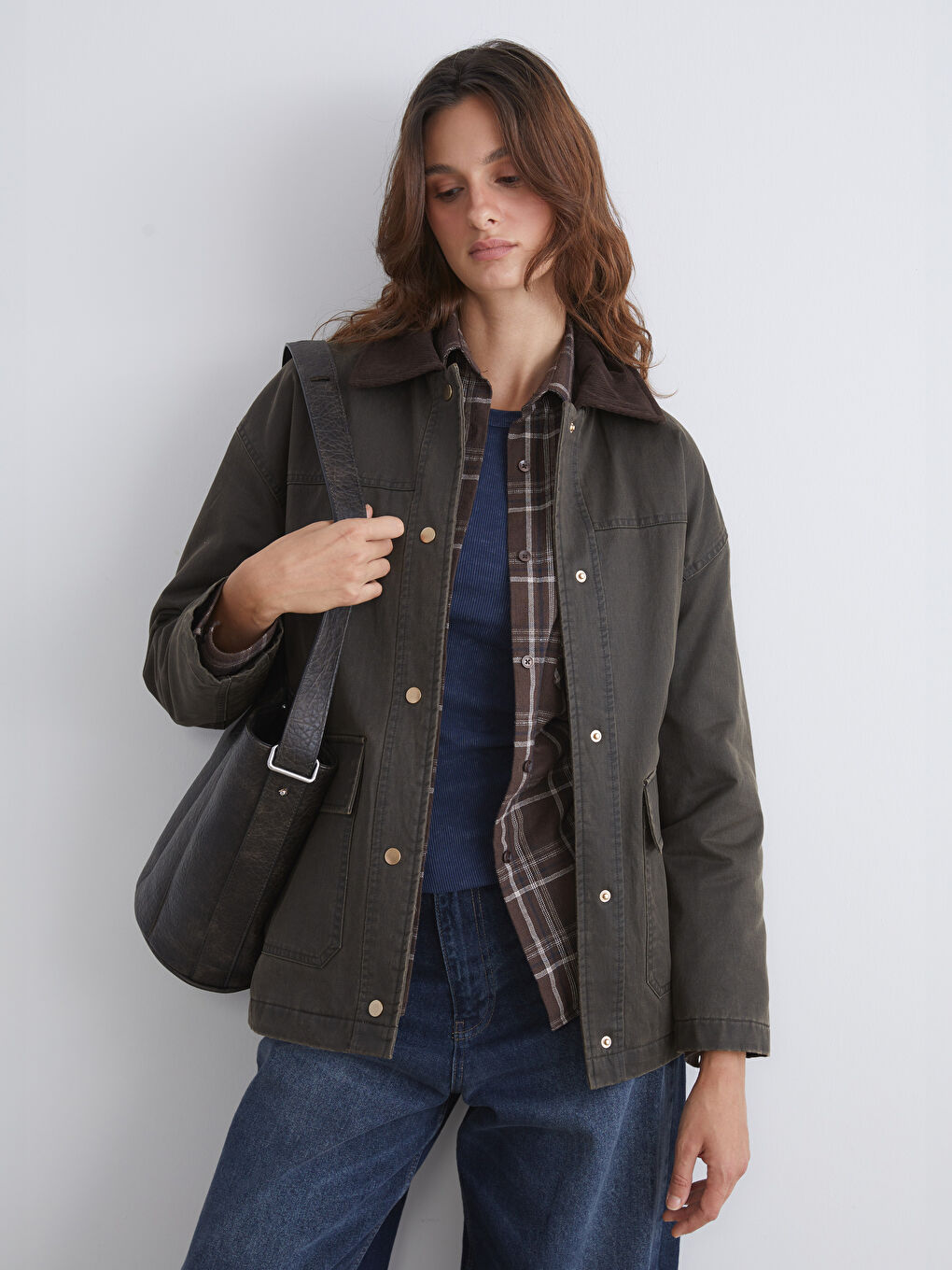 LCW Vision Woman KHAKI Coat -W52619Z8-CTY