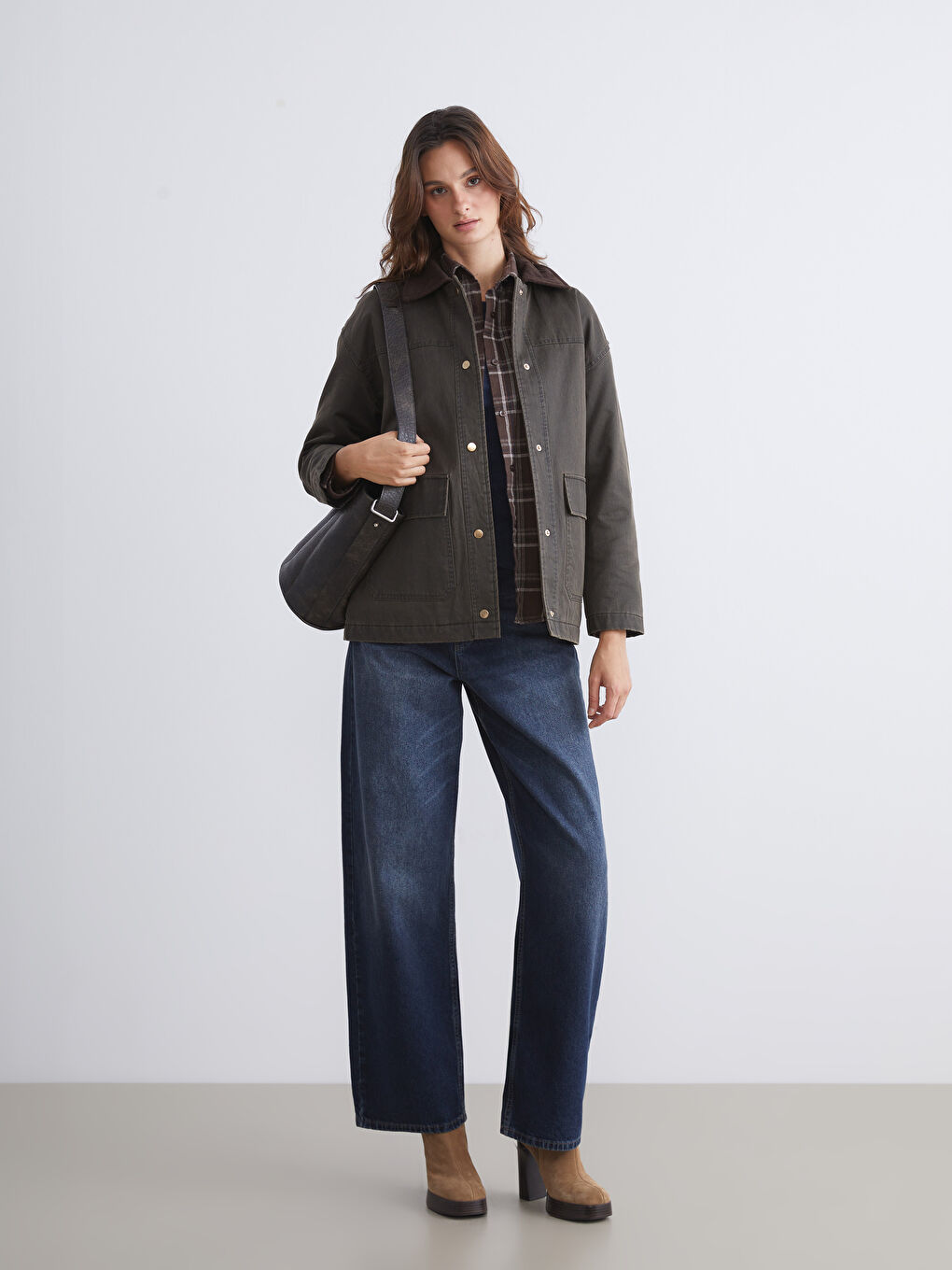 LCW Vision Woman KHAKI Coat -W52619Z8-CTY