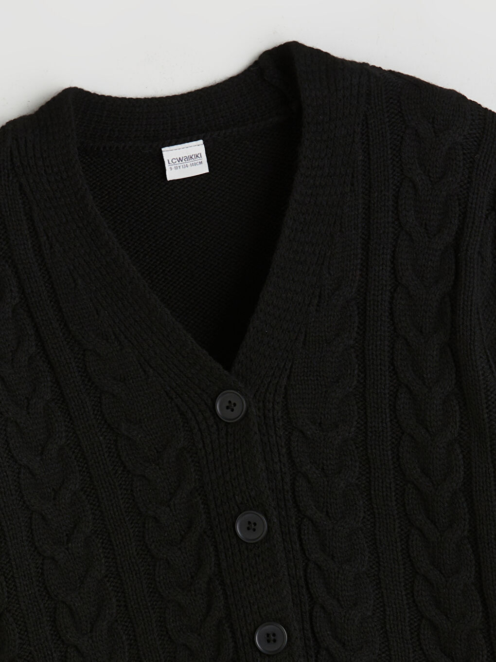 LCW Kids V-Neck Knitted Girls' Knitwear Cardigan -W52626Z4-CVL