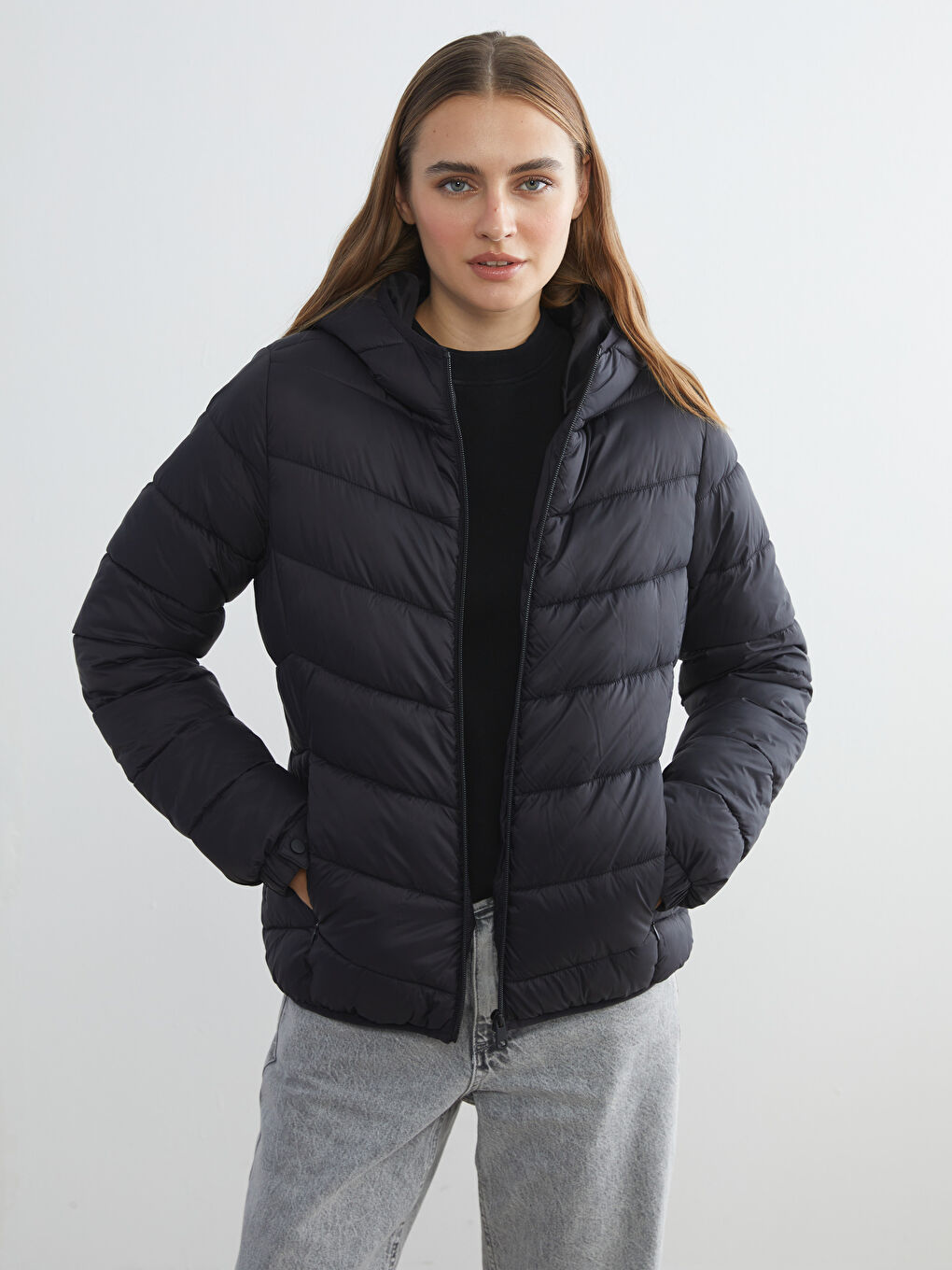 LCW Vision Hooded Women's Puffer Coat -W52642Z8-CVL