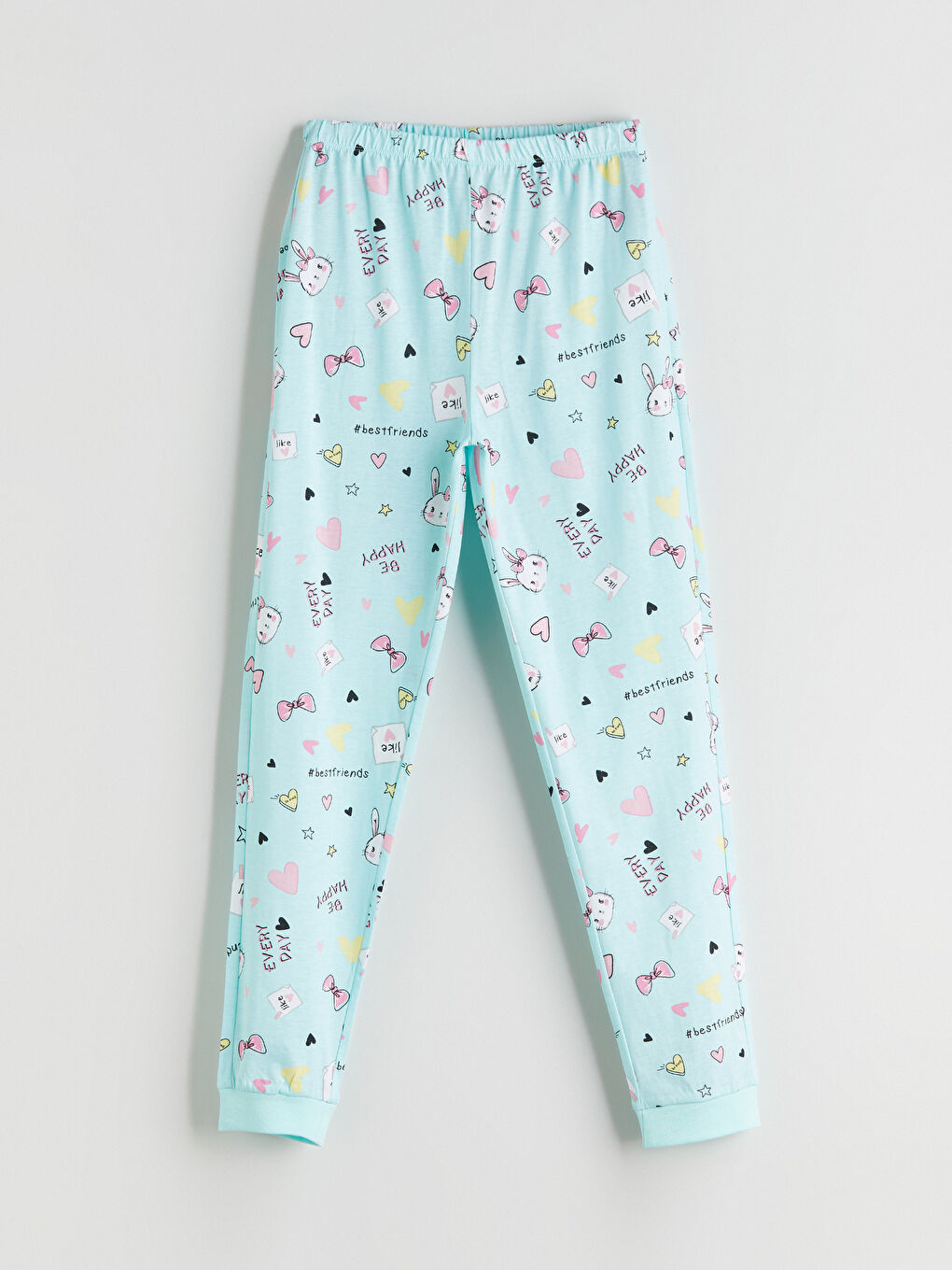 Turkuaz Beli Lastikli Kız Çocuk Pijama Alt