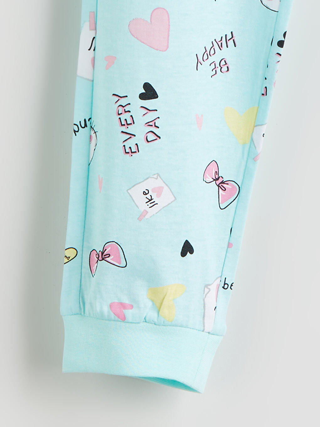 Turkuaz Beli Lastikli Kız Çocuk Pijama Alt-1