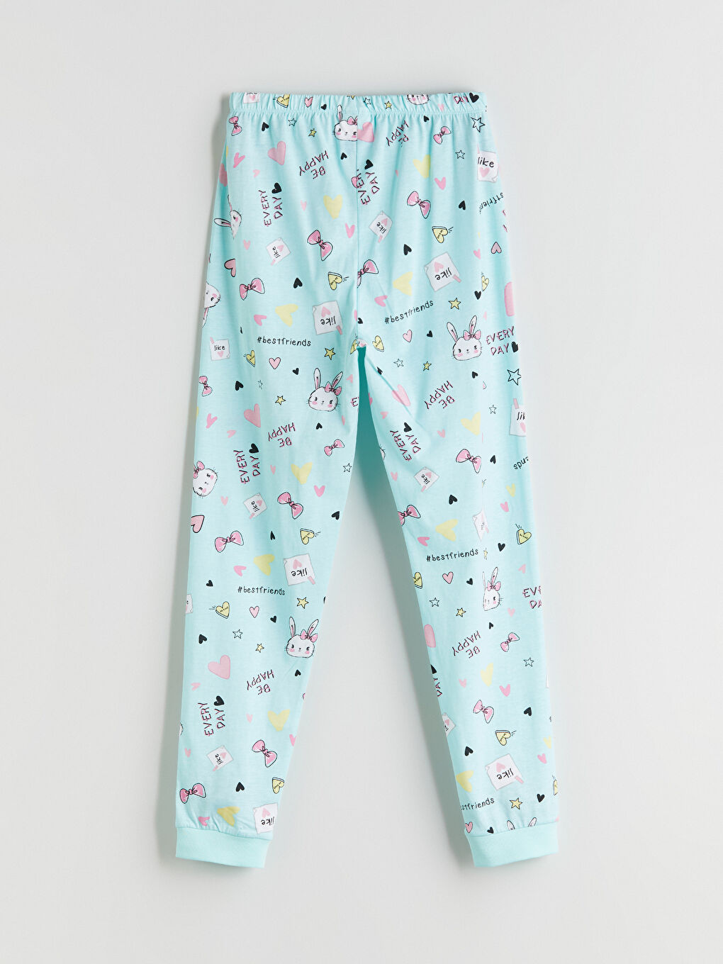 Turkuaz Beli Lastikli Kız Çocuk Pijama Alt-2