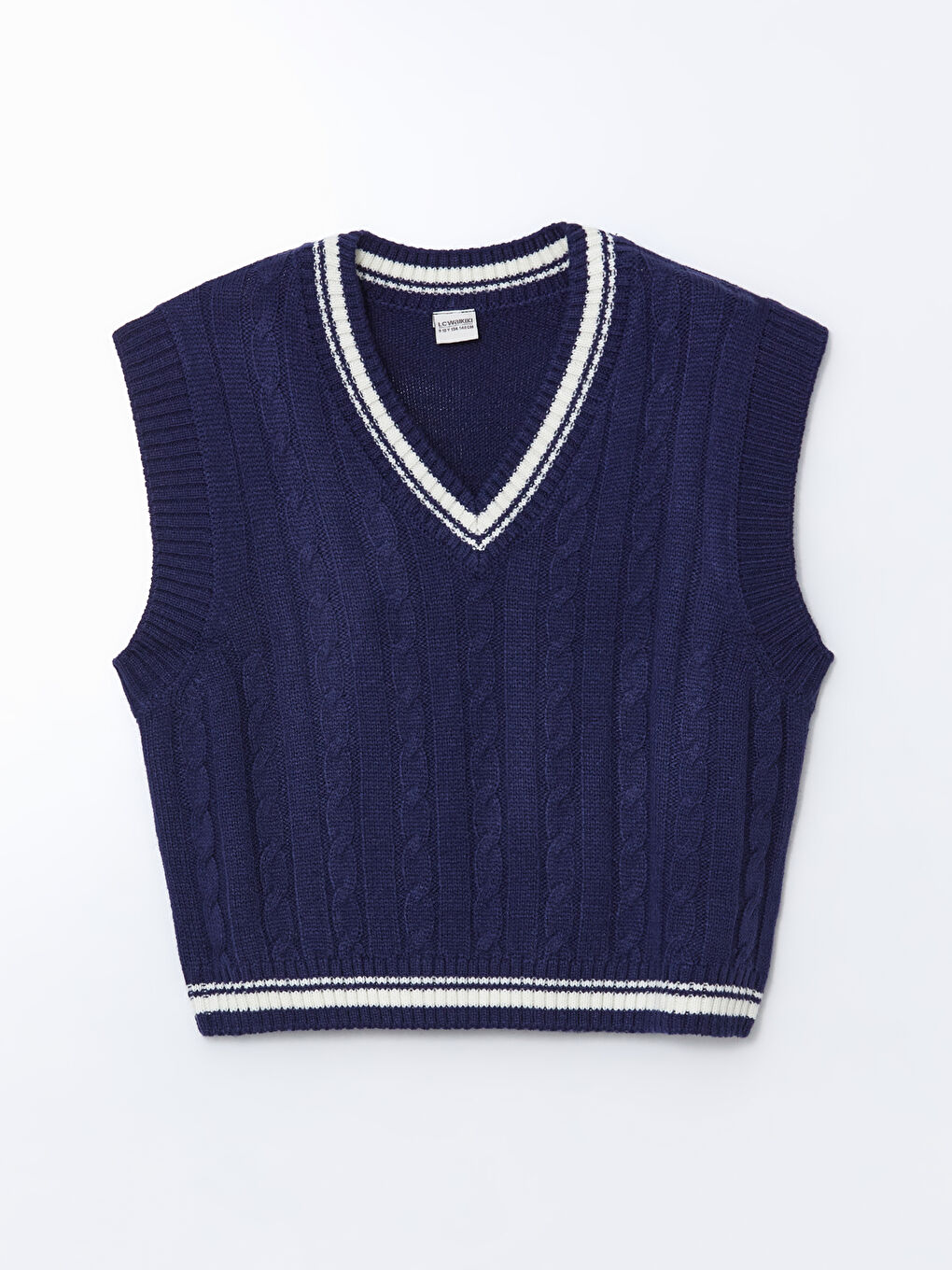 LCW Kids V Neck Plain Knitted Knitwear Girls' Sweater Vest -W52662Z4-YQ6