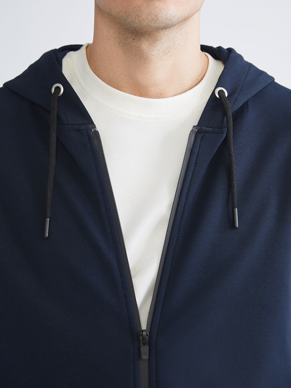 Lacivert Kapüşonlu Erkek Fermuarlı Sweatshirt-5