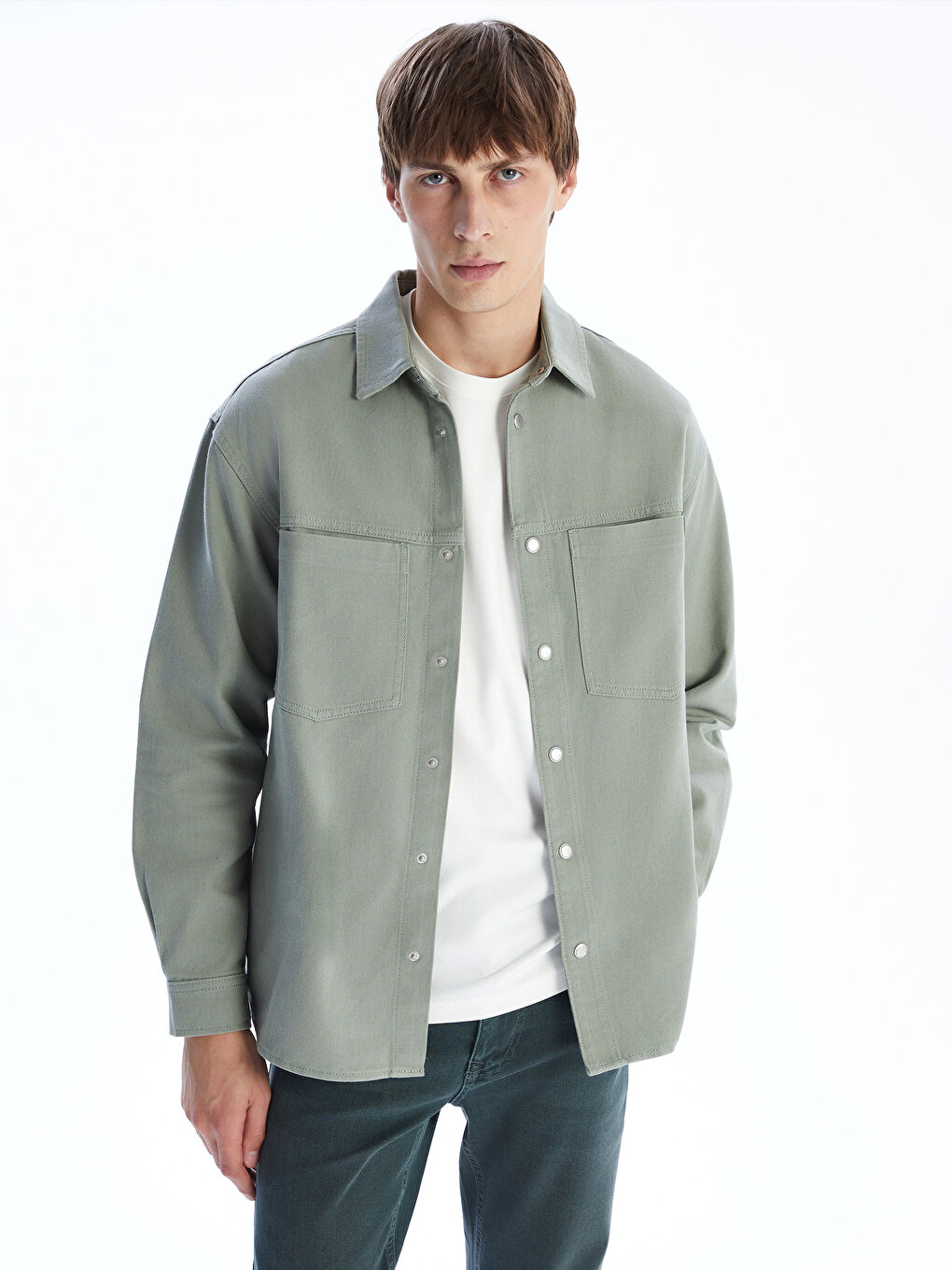 LCW Jeans Relaxed Fit Long Sleeve Men's Denim Shirt -W52674Z8-VG4