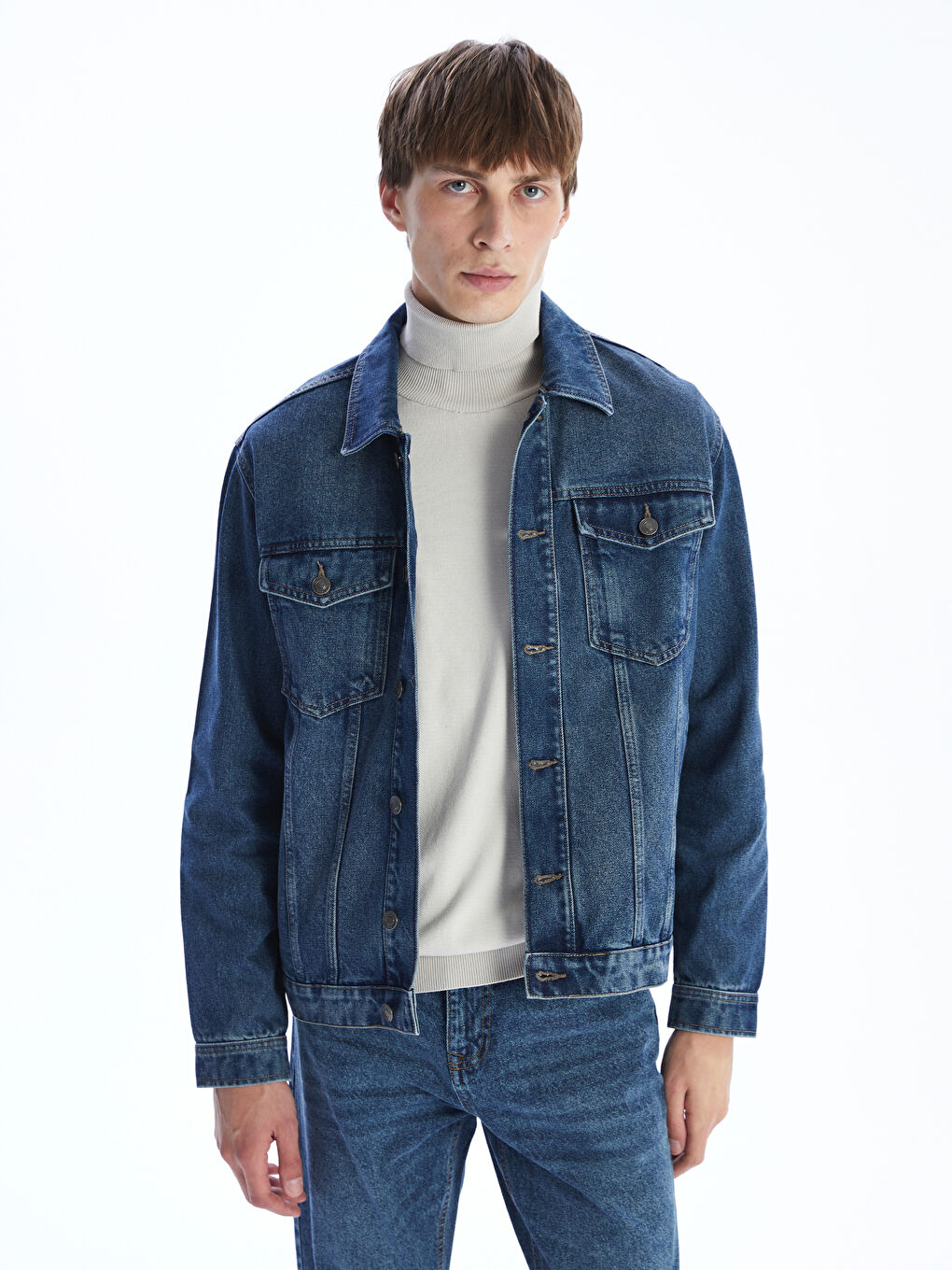 LCW Jeans جاكيت دينيم بقصة عادية للرجال -W52679Z8-H45