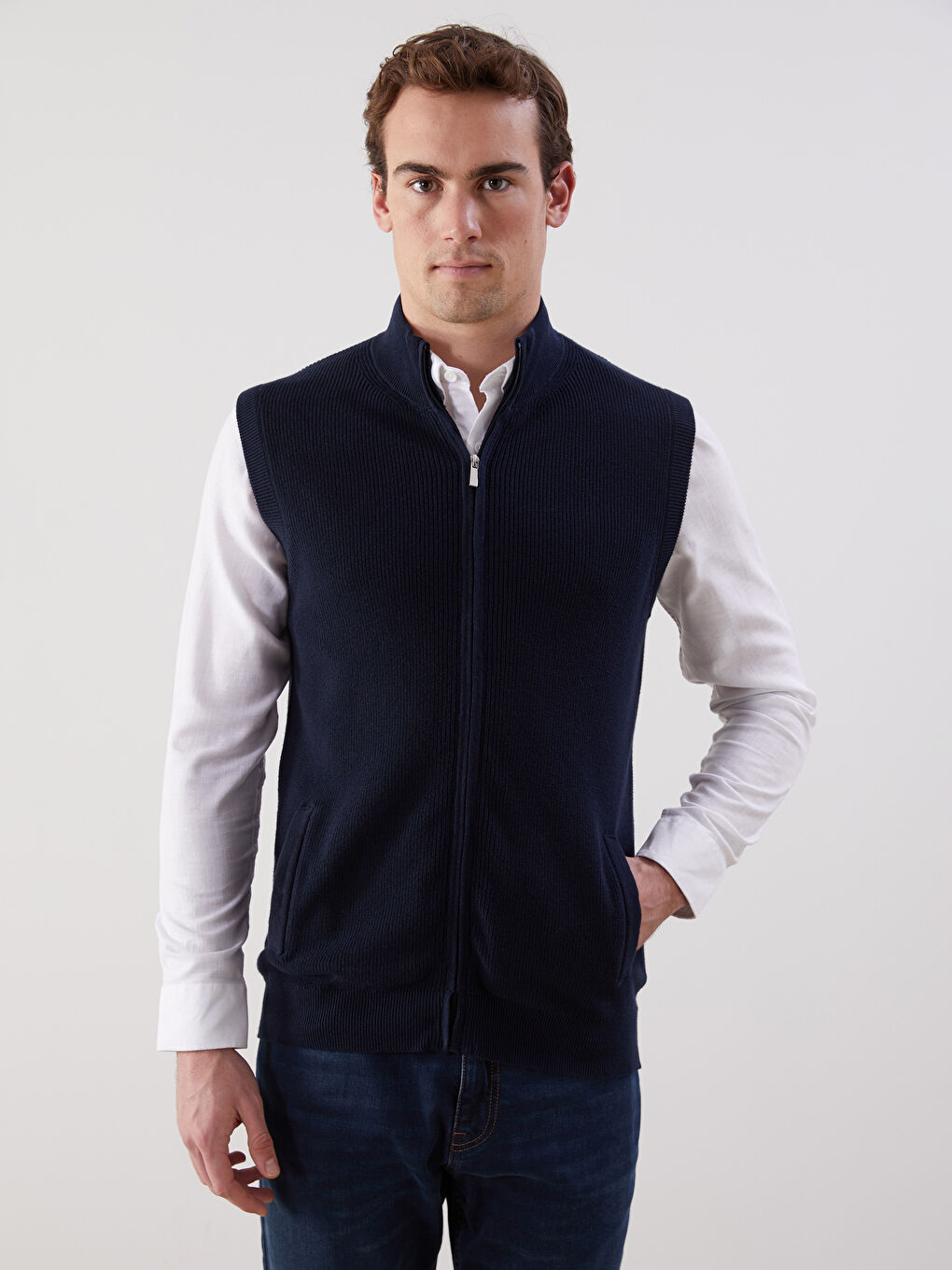 LCWAIKIKI Classic Regular Fit Funnel Neck Men's Knitwear Waistcoat -W52681Z8-RFH