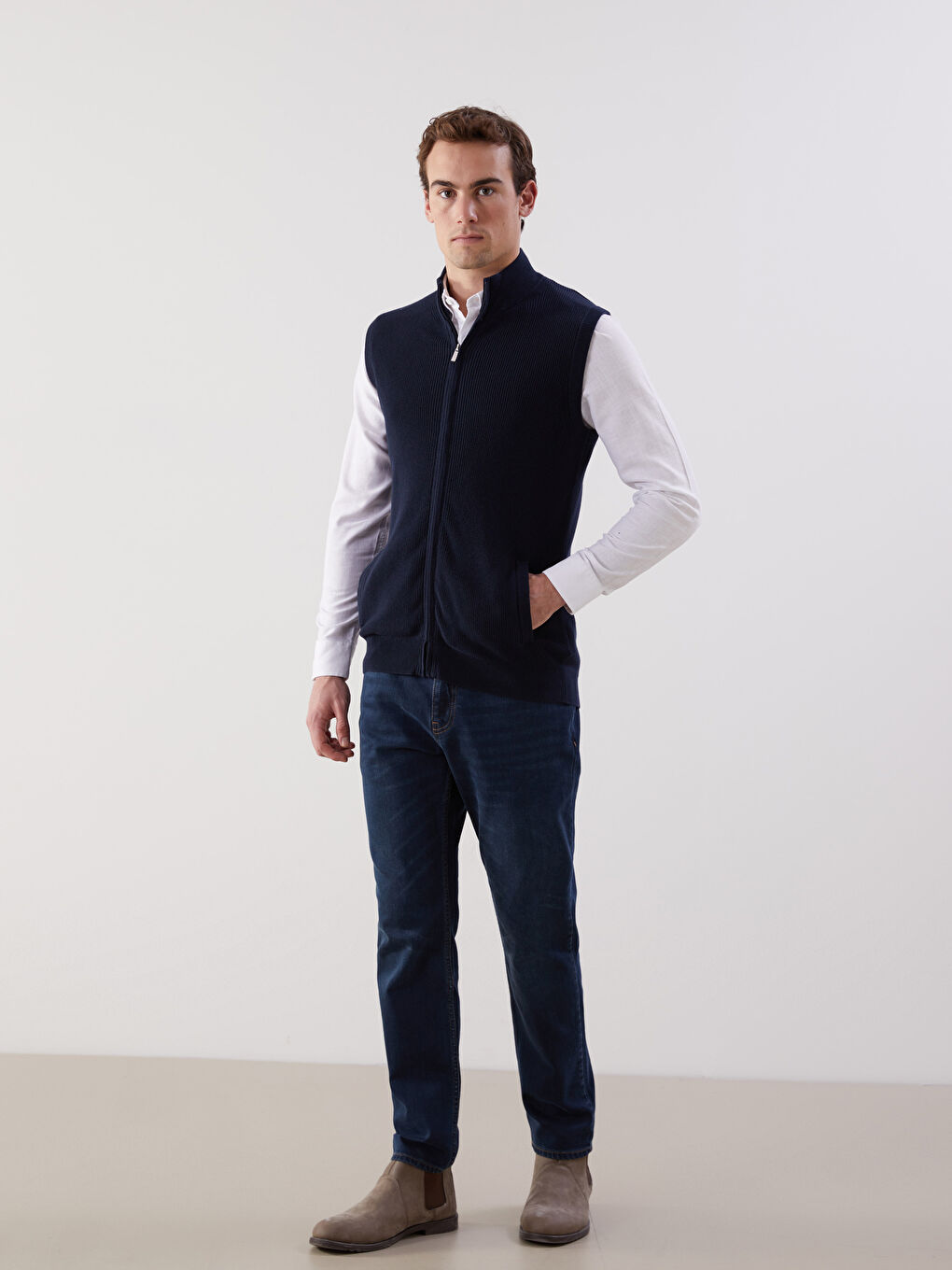 LCWAIKIKI Classic Regular Fit Funnel Neck Men's Knitwear Waistcoat -W52681Z8-RFH