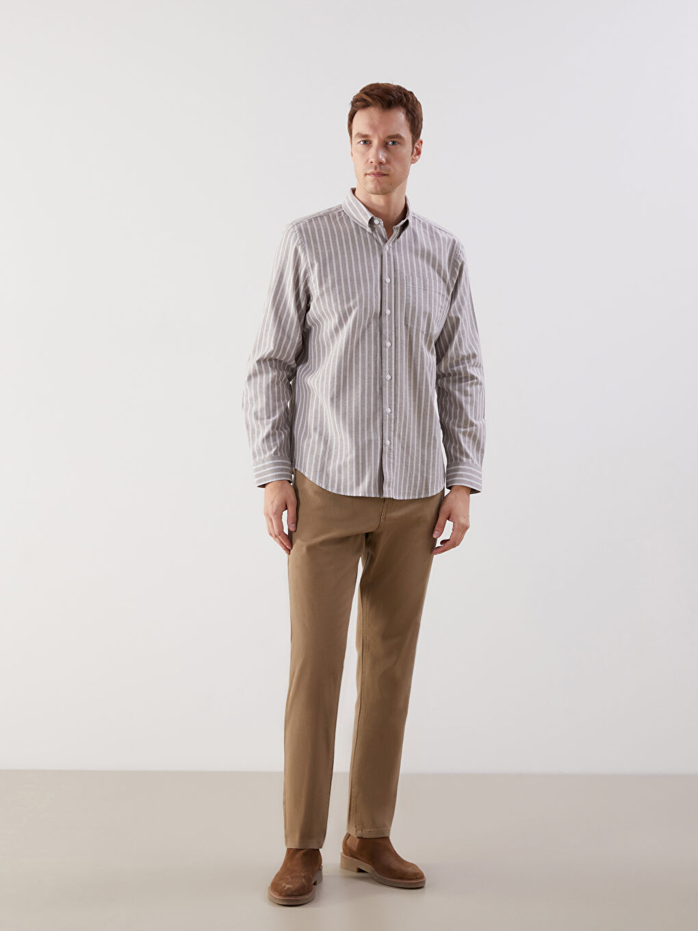 LCWAIKIKI Classic Regular Fit Long Sleeve Striped Men's Shirt -W52690Z8-ELZ