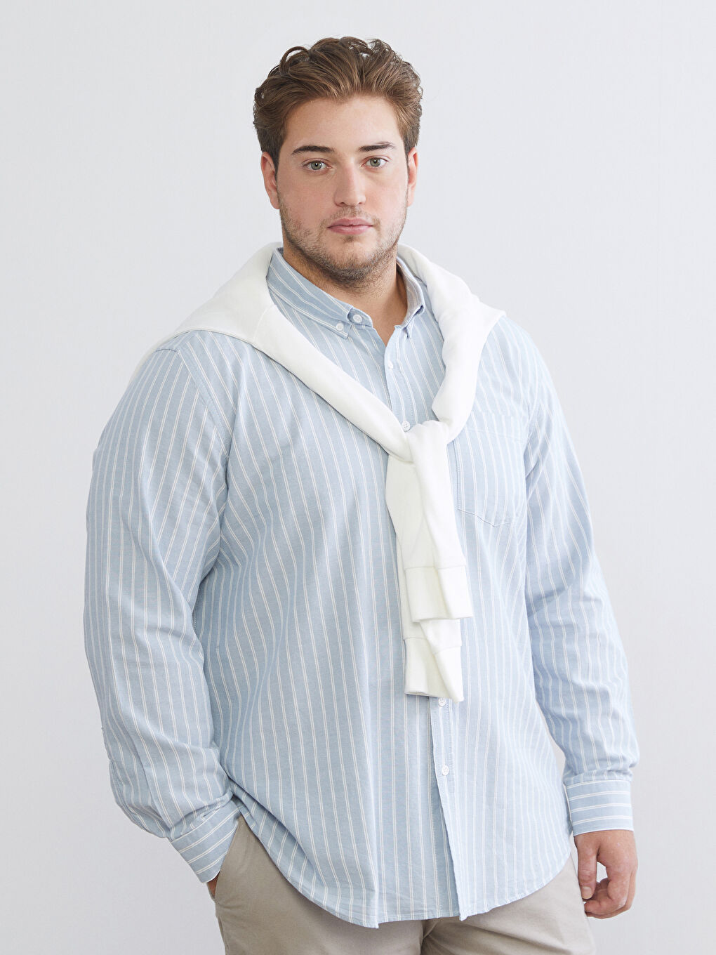 Mavi Regular Fit Uzun Kollu Çizgili Erkek Gömlek-1