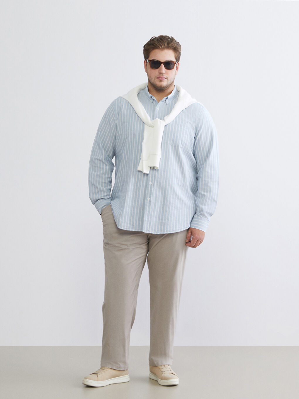 Mavi Regular Fit Uzun Kollu Çizgili Erkek Gömlek-5