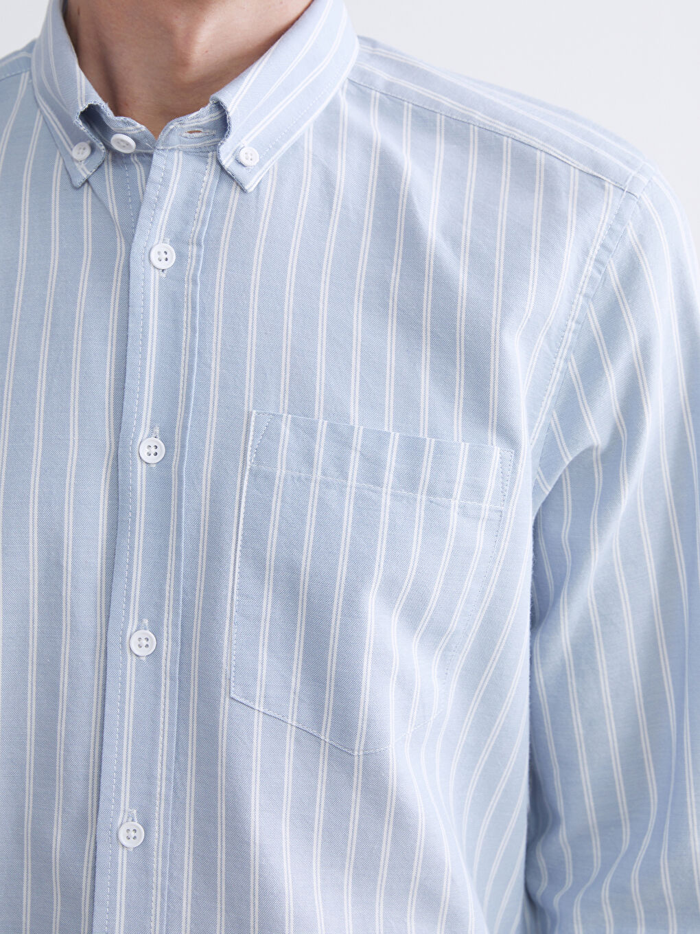 LCWAIKIKI Classic Regular Fit Long Sleeve Striped Men's Shirt -W52690Z8-LEM