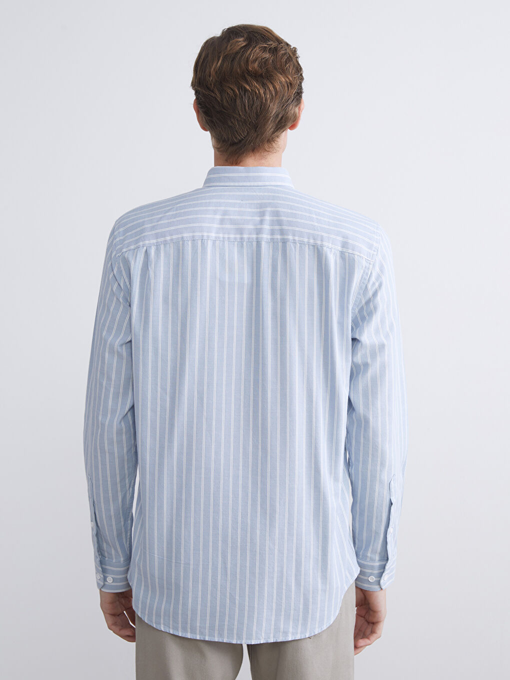 LCWAIKIKI Classic Regular Fit Long Sleeve Striped Men's Shirt -W52690Z8-LEM