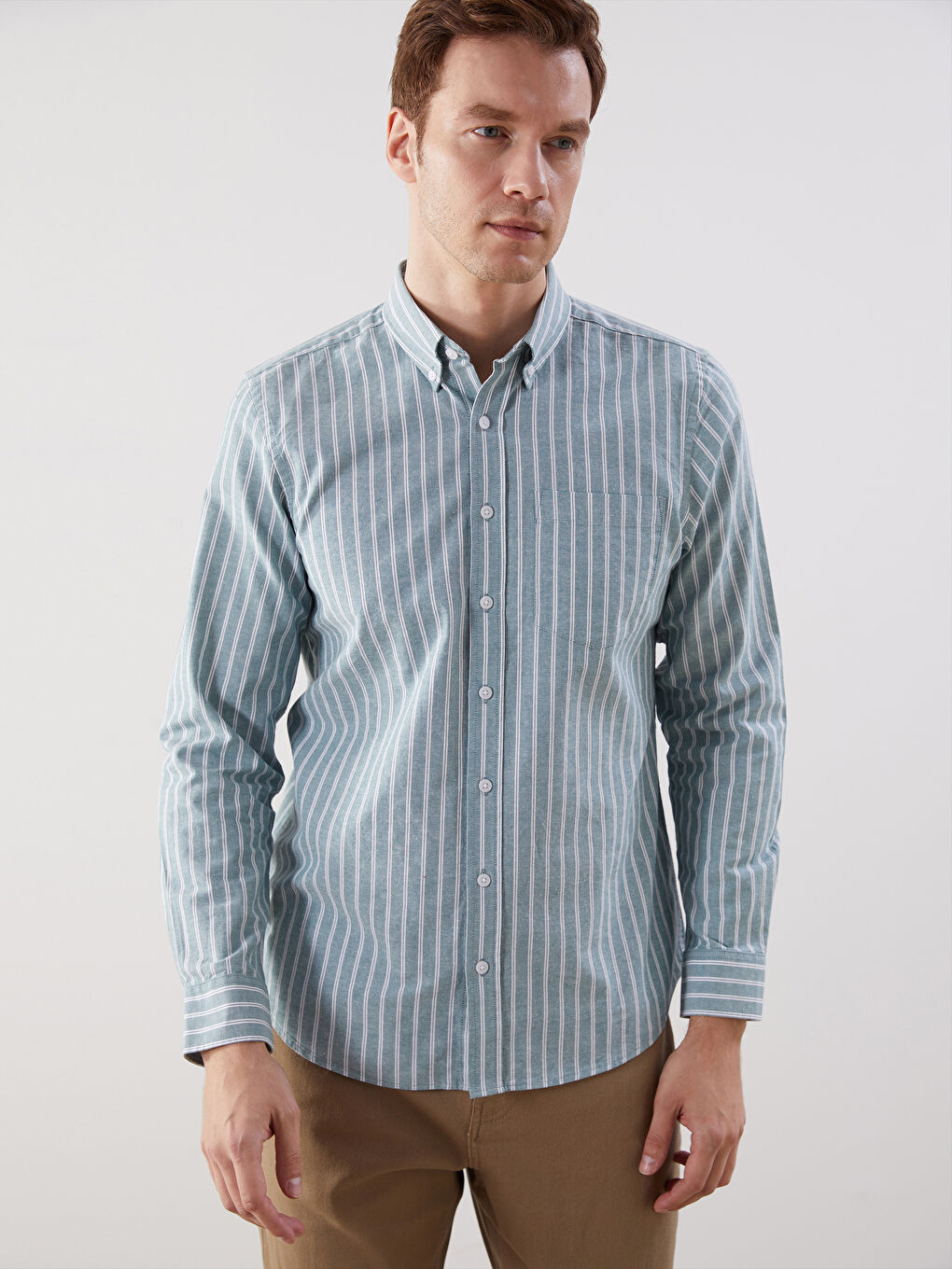 Regular Fit Long Sleeve Striped Men's Shirt