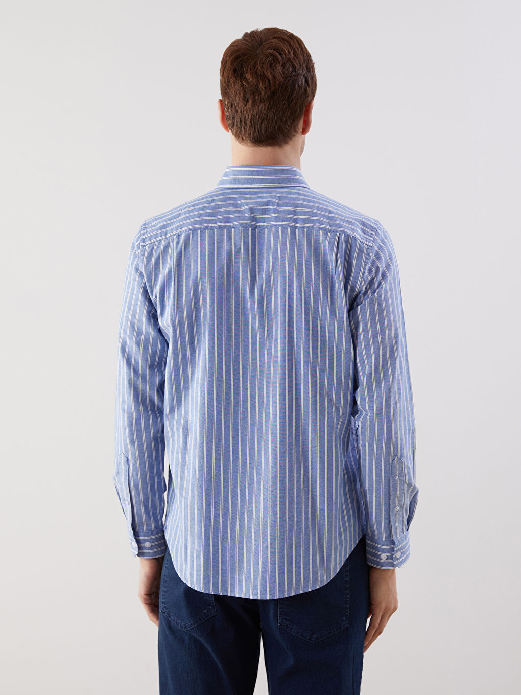 LCWAIKIKI Classic Regular Fit Long Sleeve Striped Men's Shirt -W52690Z8-LGB