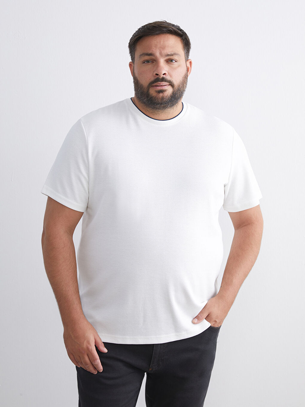 Crew Neck Short Sleeve Jersey Men's Textured T-Shirt